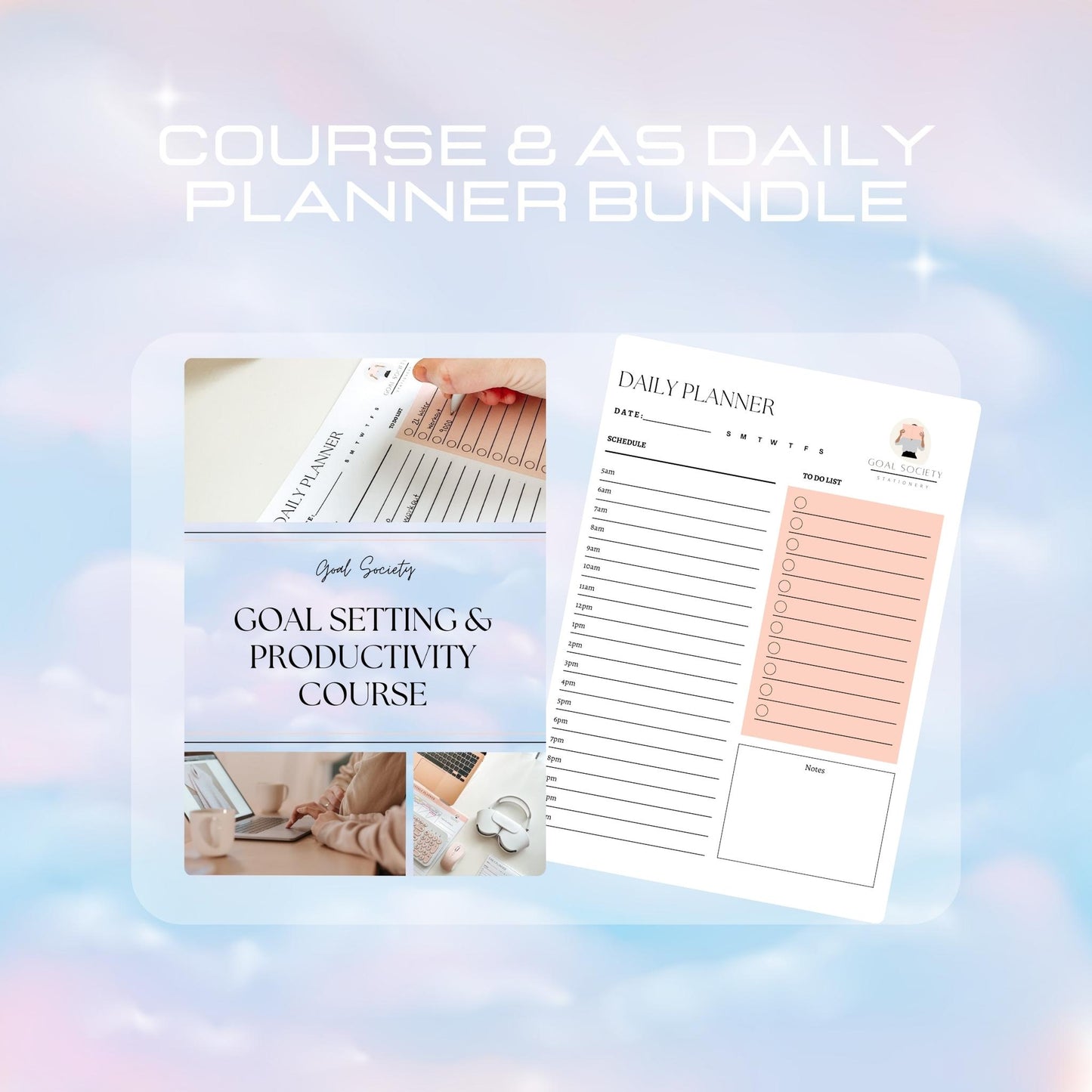 Goal Setting and Productivity Course and A5 Daily Planner Bundle