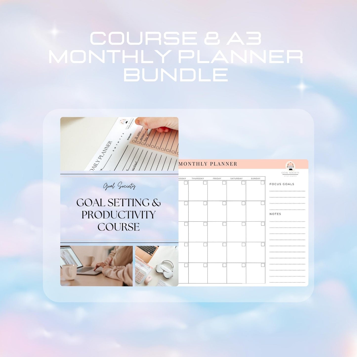 Goal Setting and Productivity Course and A3 Monthly Planner Bundle