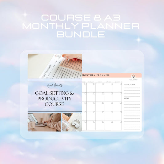 Goal Setting and Productivity Course and A3 Monthly Planner Bundle